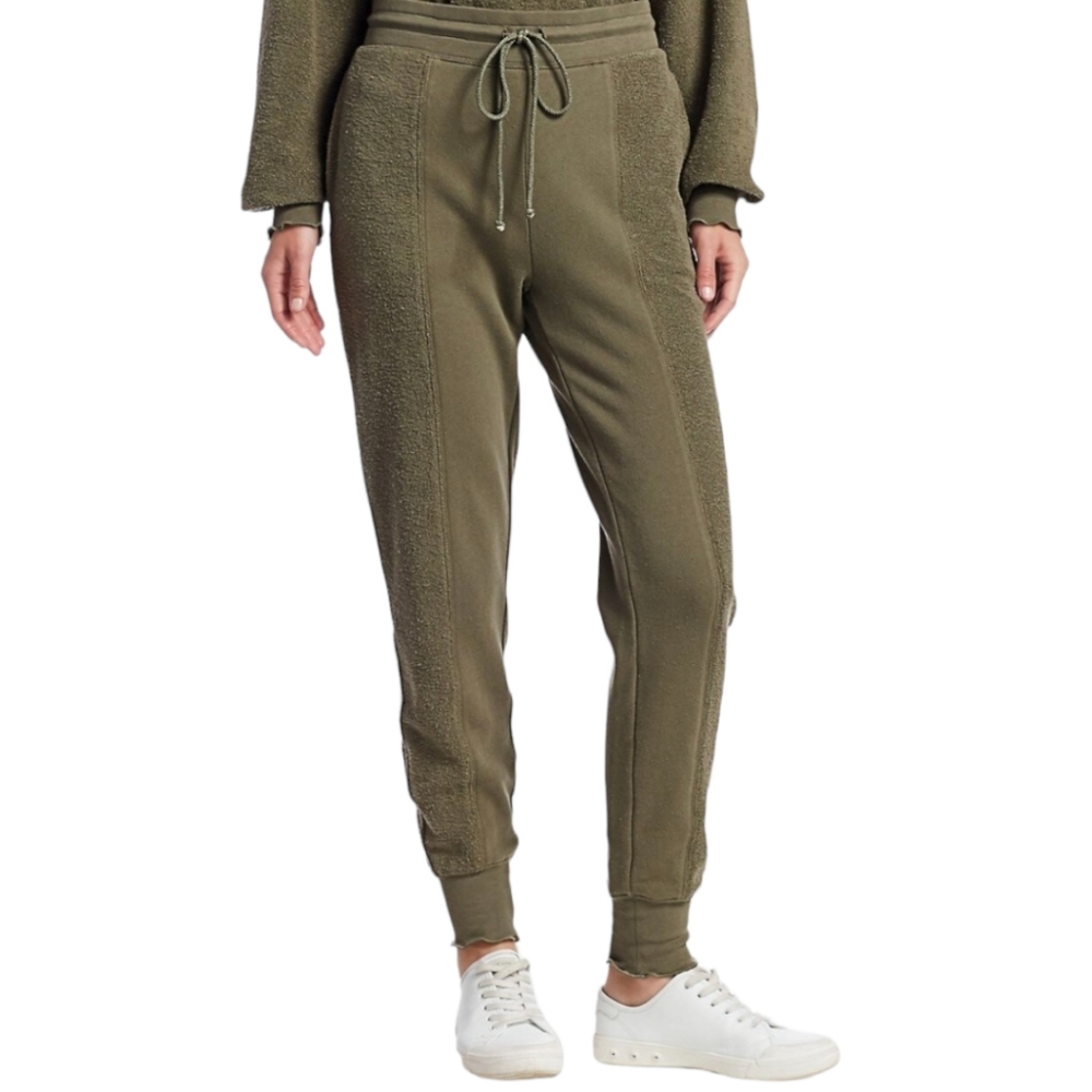 Joie Domanique Mixed-Media Joggers Army Green Size Large